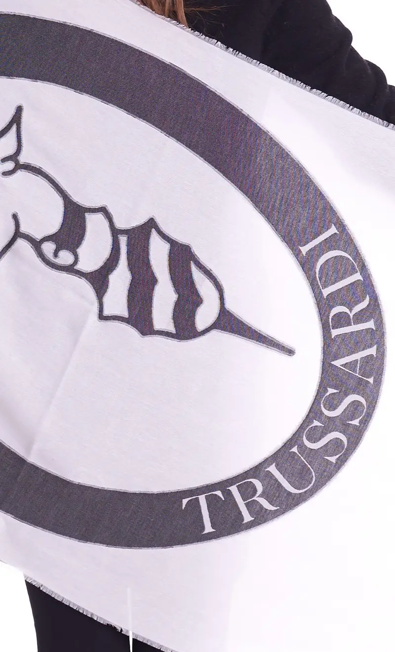 Sciarpa trussardi con logo, colore bianco miniatura 2