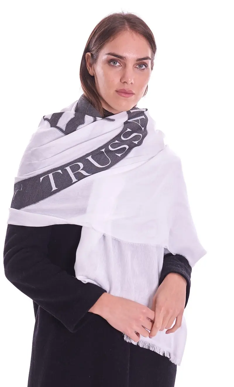 Sciarpa trussardi con logo, colore bianco