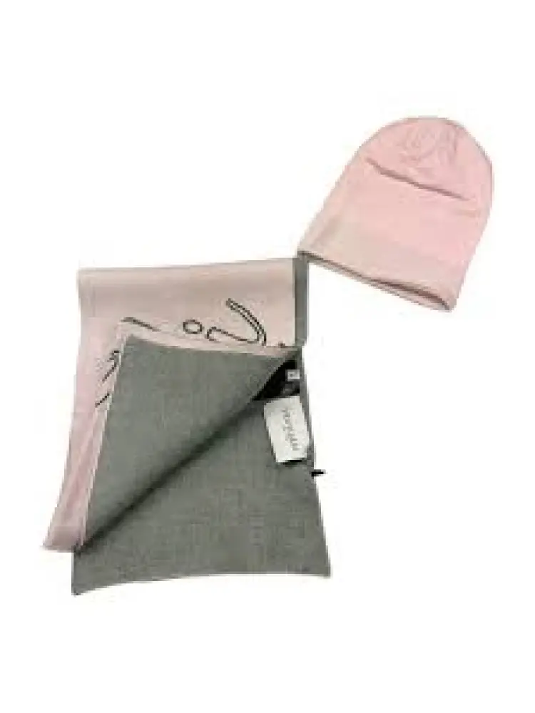 set rosa bambina sciarpa e cappello in misto lana logo lettering miniatura 2