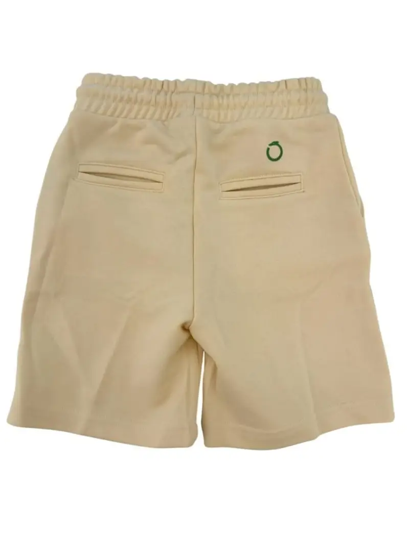 Trussardi shorts beige bambino in cotone logo verde sul lato miniatura 2