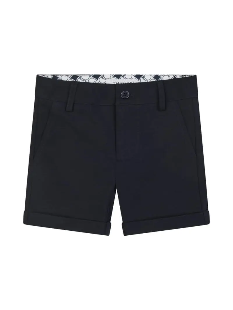 Trussardi shorts blu navy neonato in cotone mini logo sul retro