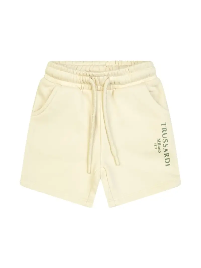 Trussardi shorts crema neonato in cotone logo lettering sul lato verde