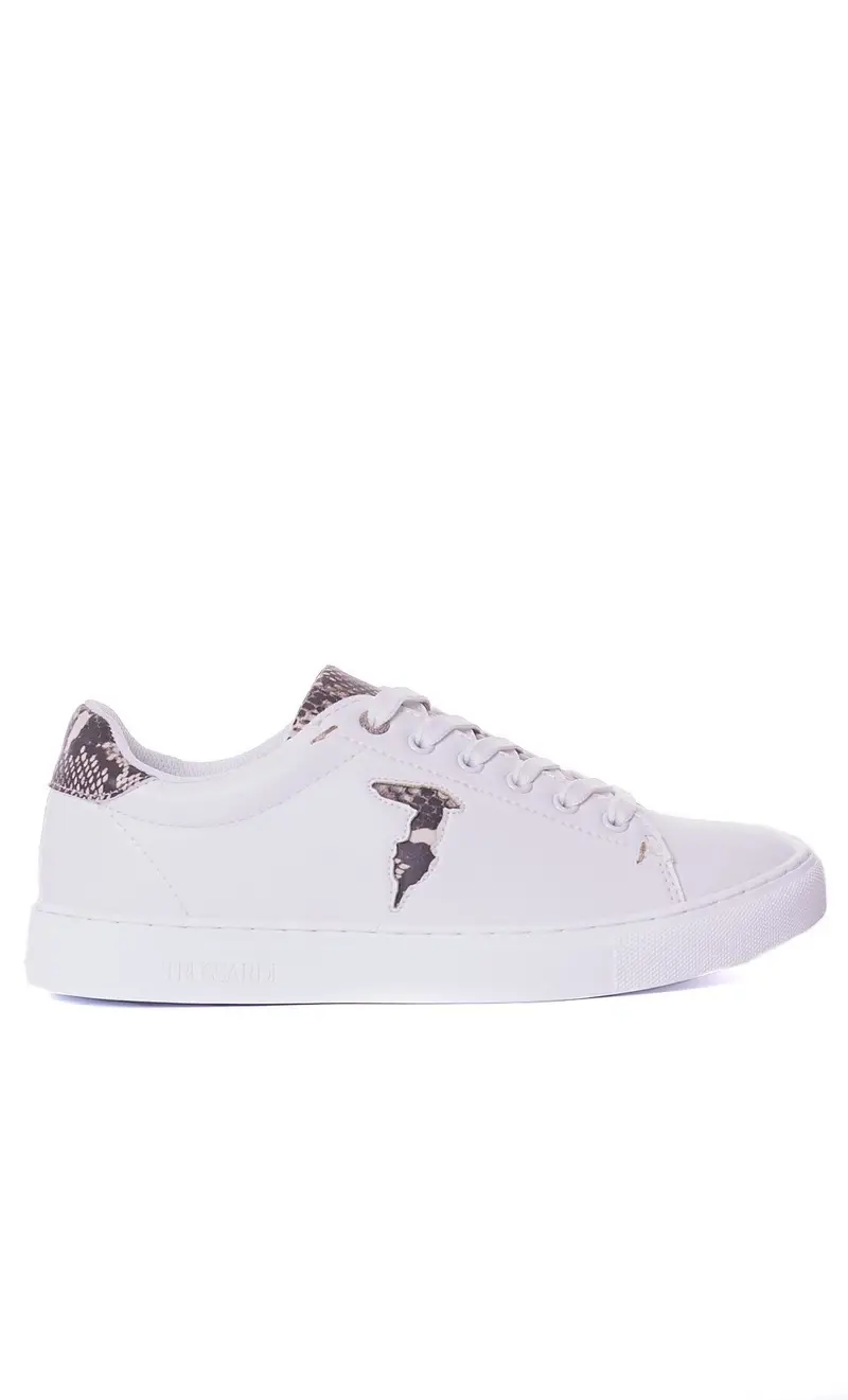 Sneaker trussardi con logo pitonato bianca, colore bianco