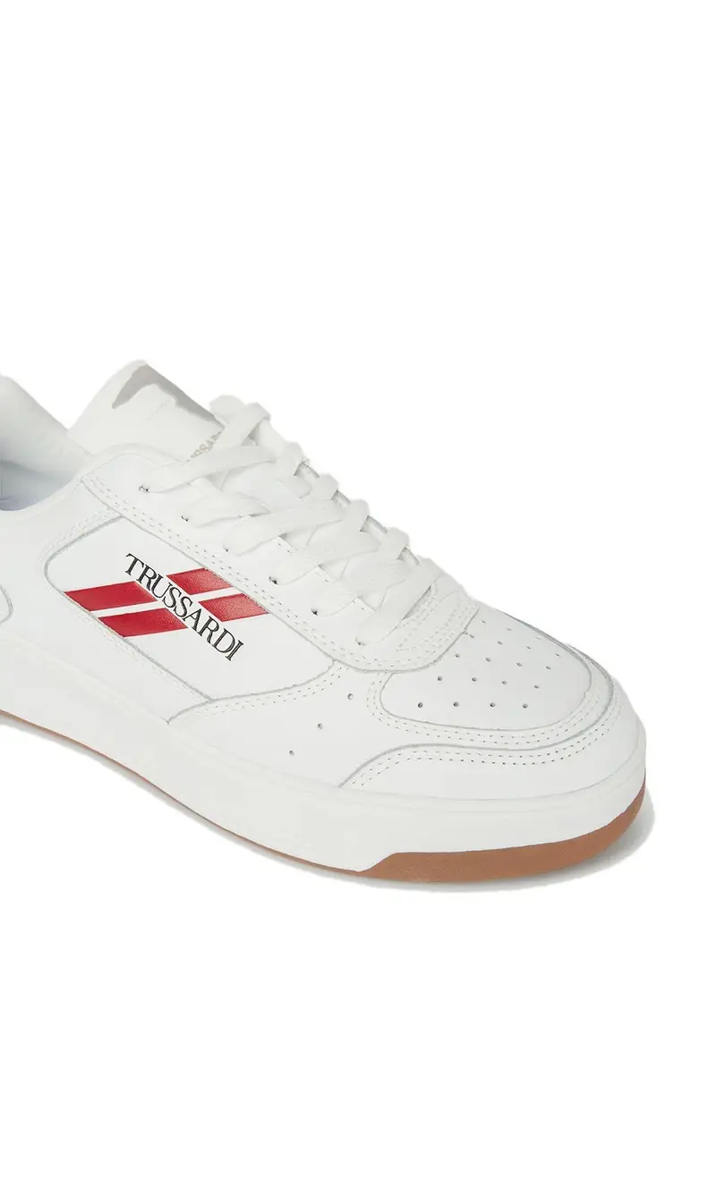 Sneaker trussardi in pelle yury low bianca, colore bianco miniatura 2