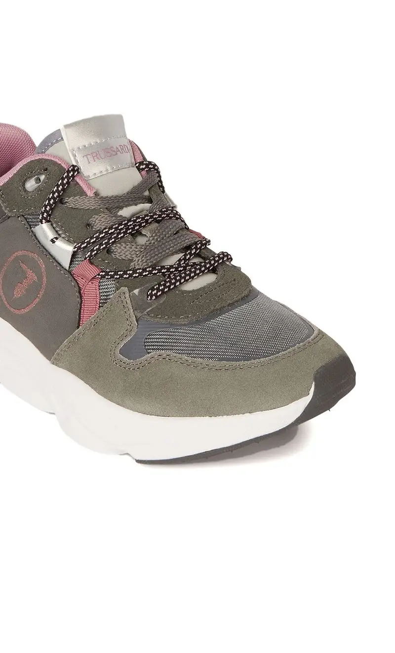 Sneaker trussardi iris con logo grigie, colore grigio miniatura 2