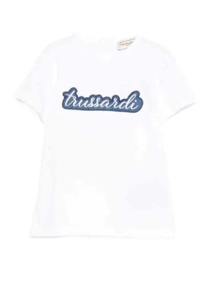 t-shirt infant/kids bianca con stampa logo frontale