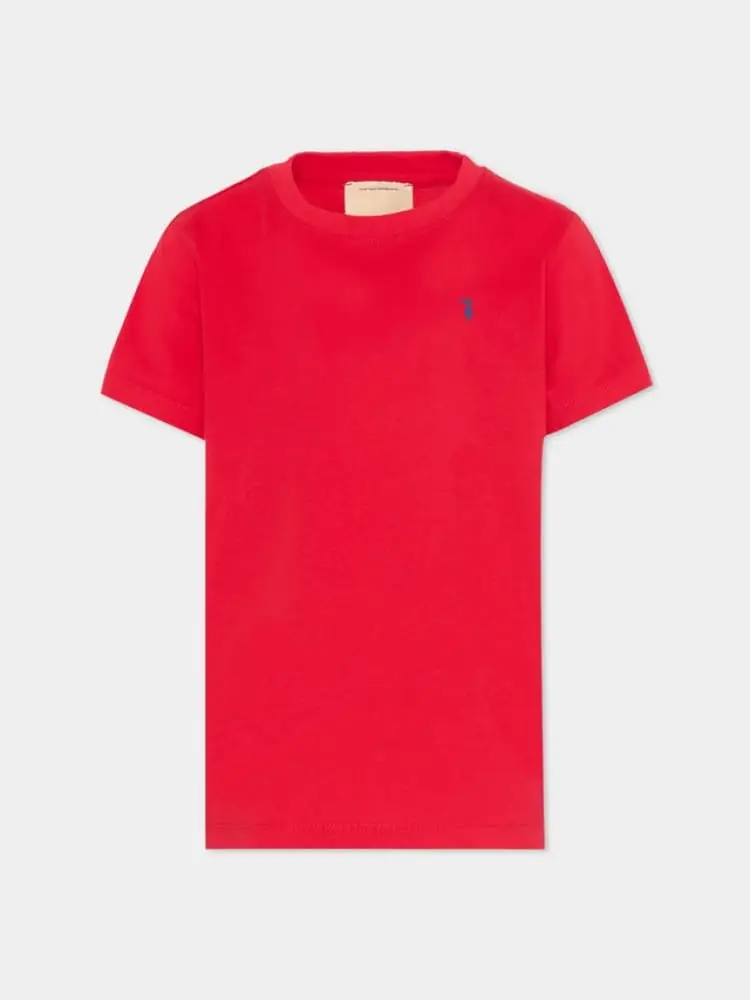 t-shirt kids/junior in cotone rosso con logo