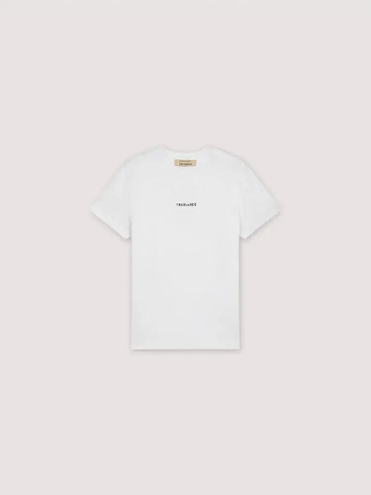 t-shirt regular fit in cotone bianco con stampa logo