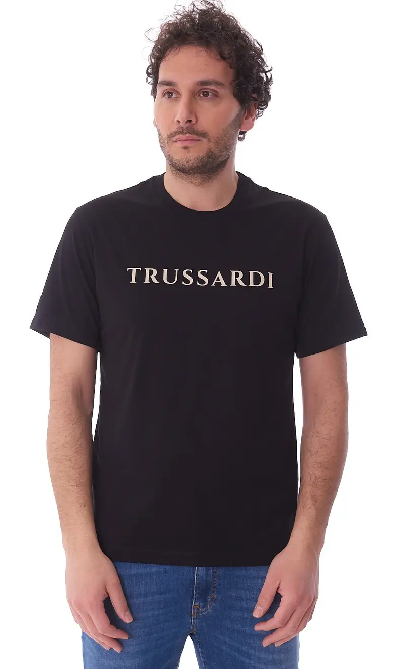 T-shirt trussardi con logo lettering, colore nero