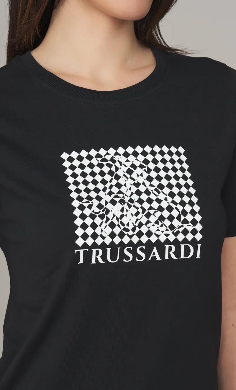 T-shirt trussardi con stampa dogmier, colore nero miniatura 2