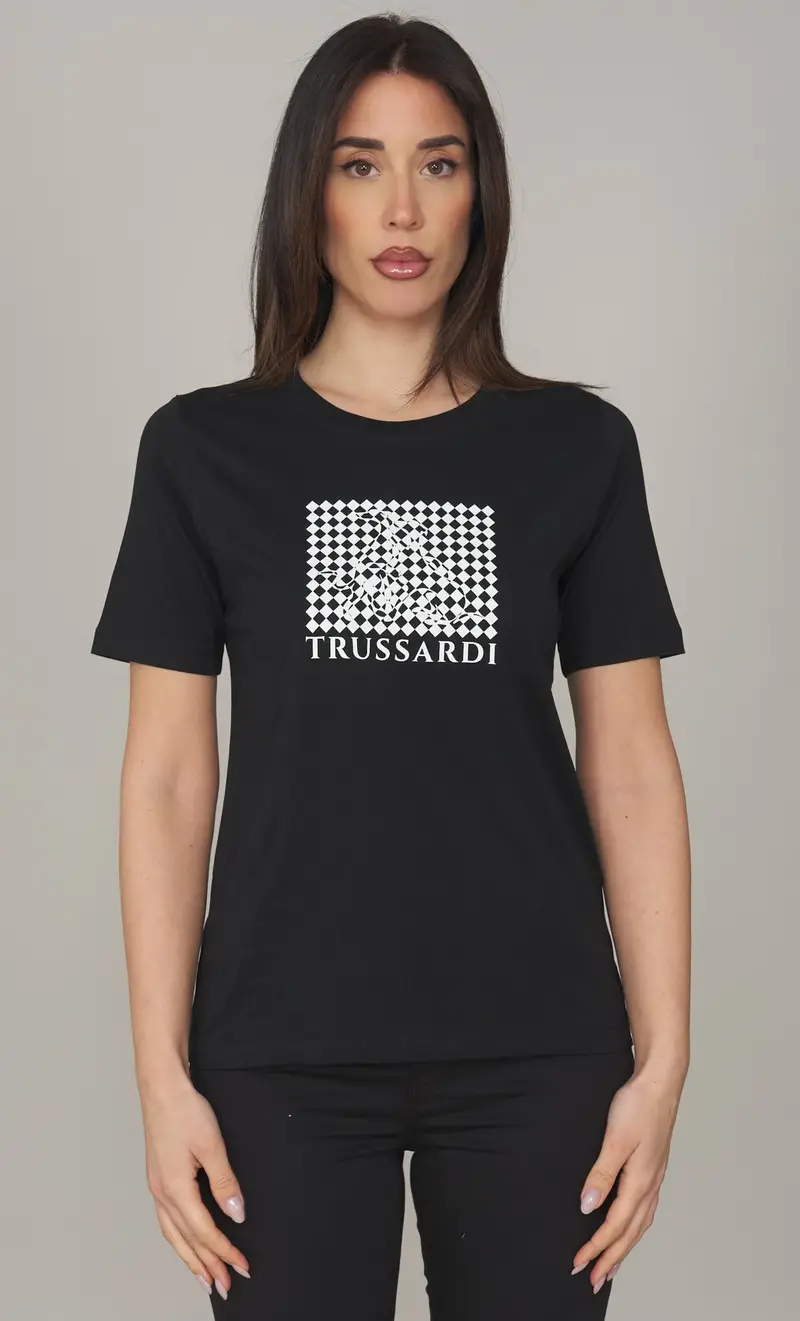 T-shirt trussardi con stampa dogmier, colore nero
