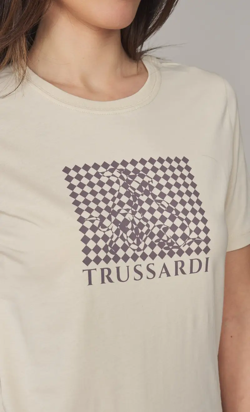 T-shirt trussardi con stampa dogmier, colore panna miniatura 2