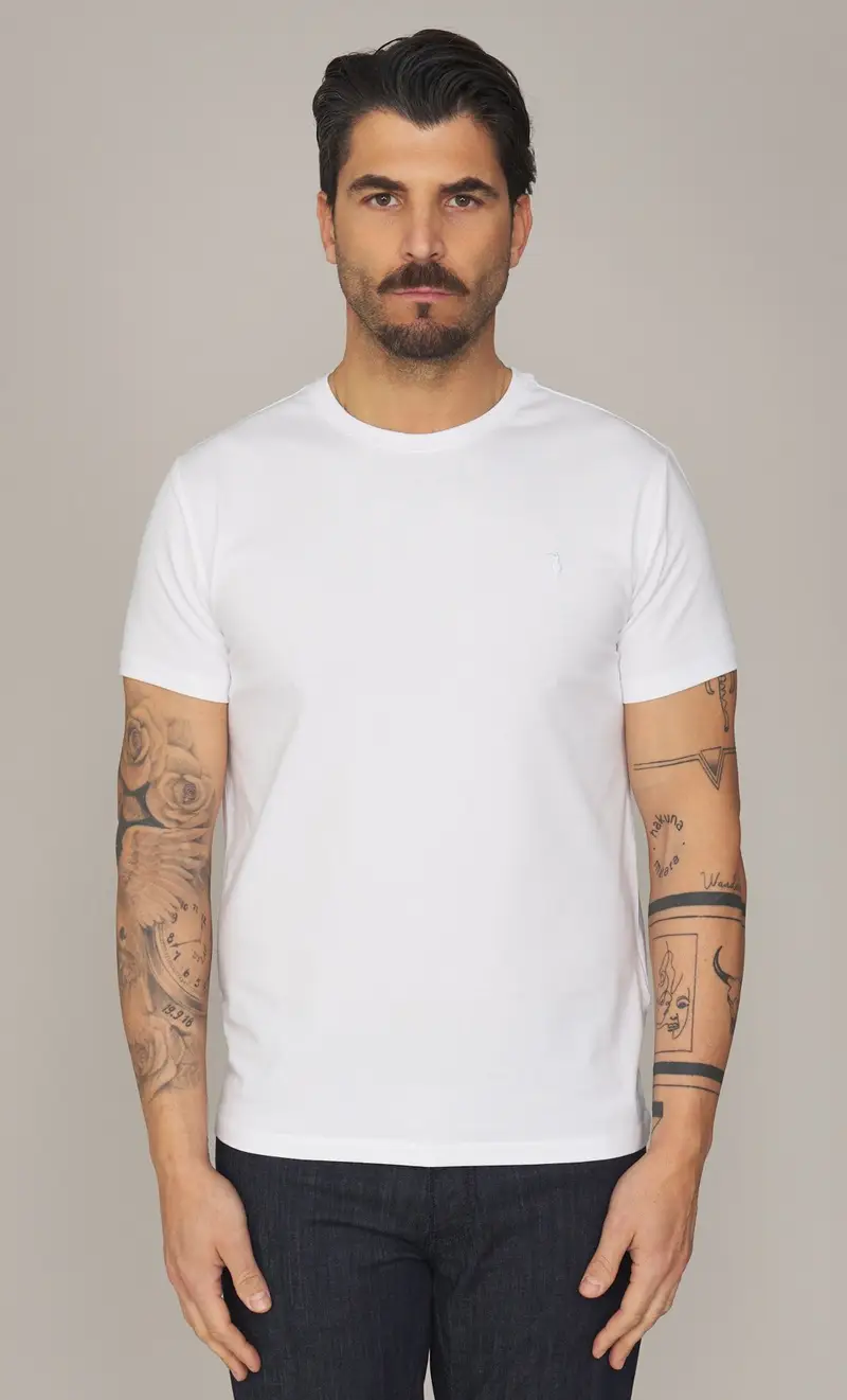 T-shirt trussardi in jersey elasticizzato, colore bianco