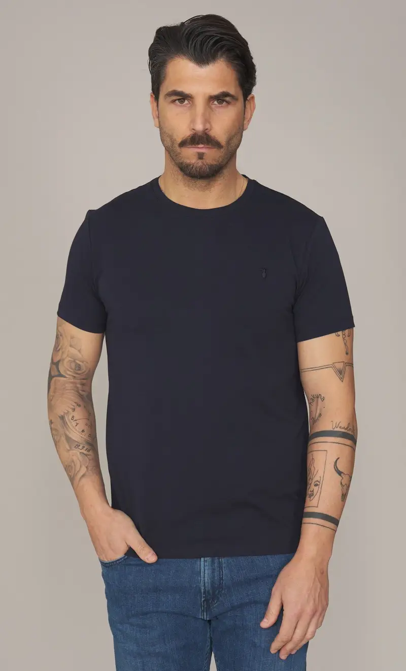 T-shirt trussardi in jersey elasticizzato, colore blu