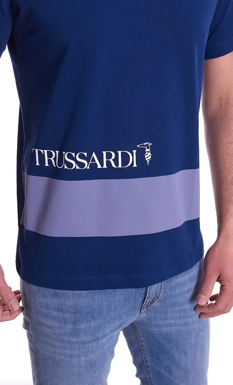 T-shirt trussardi logata con banda, colore blu miniatura 2