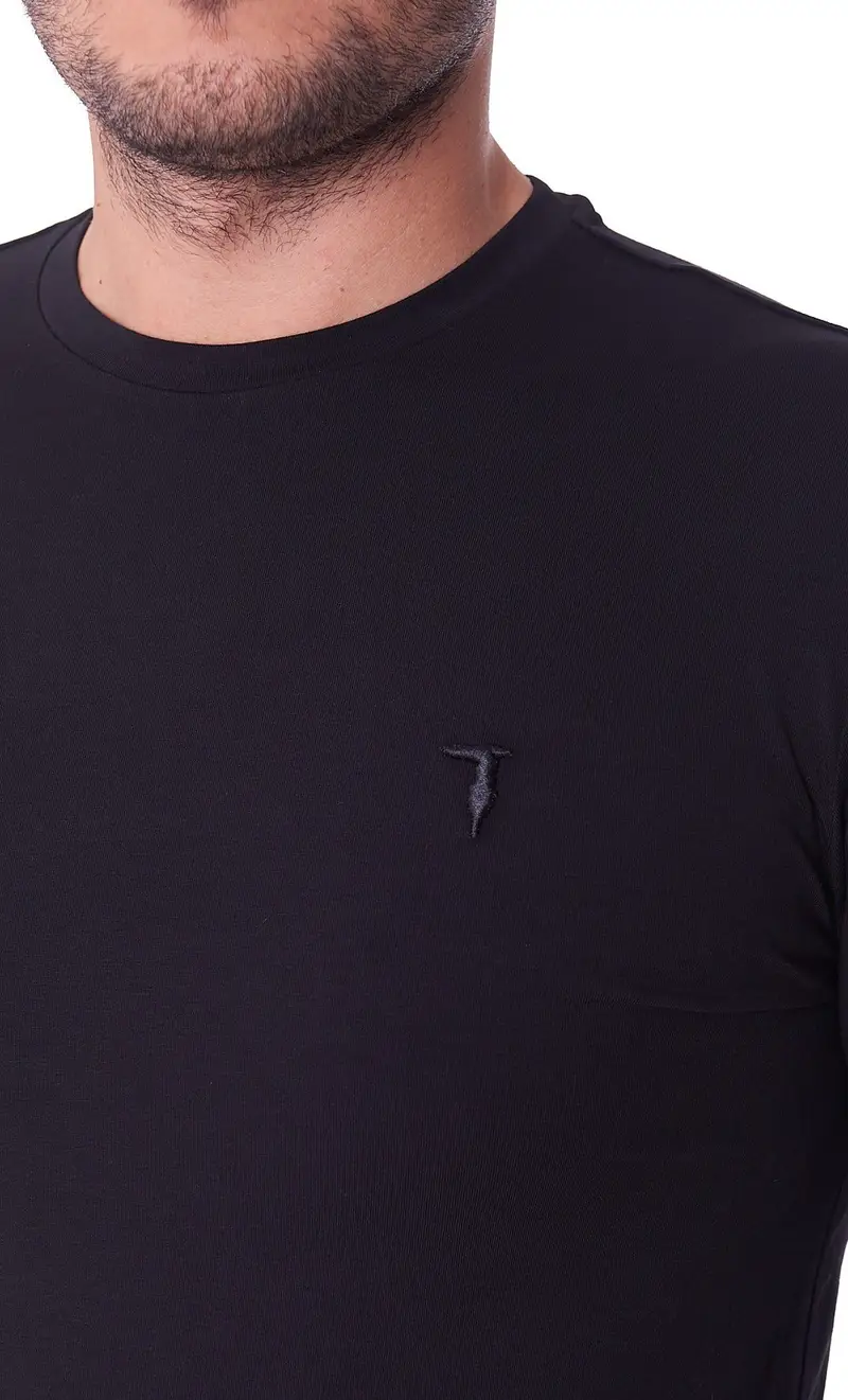 T-shirt trussardi manica lunga elasticizzata, colore nero miniatura 2