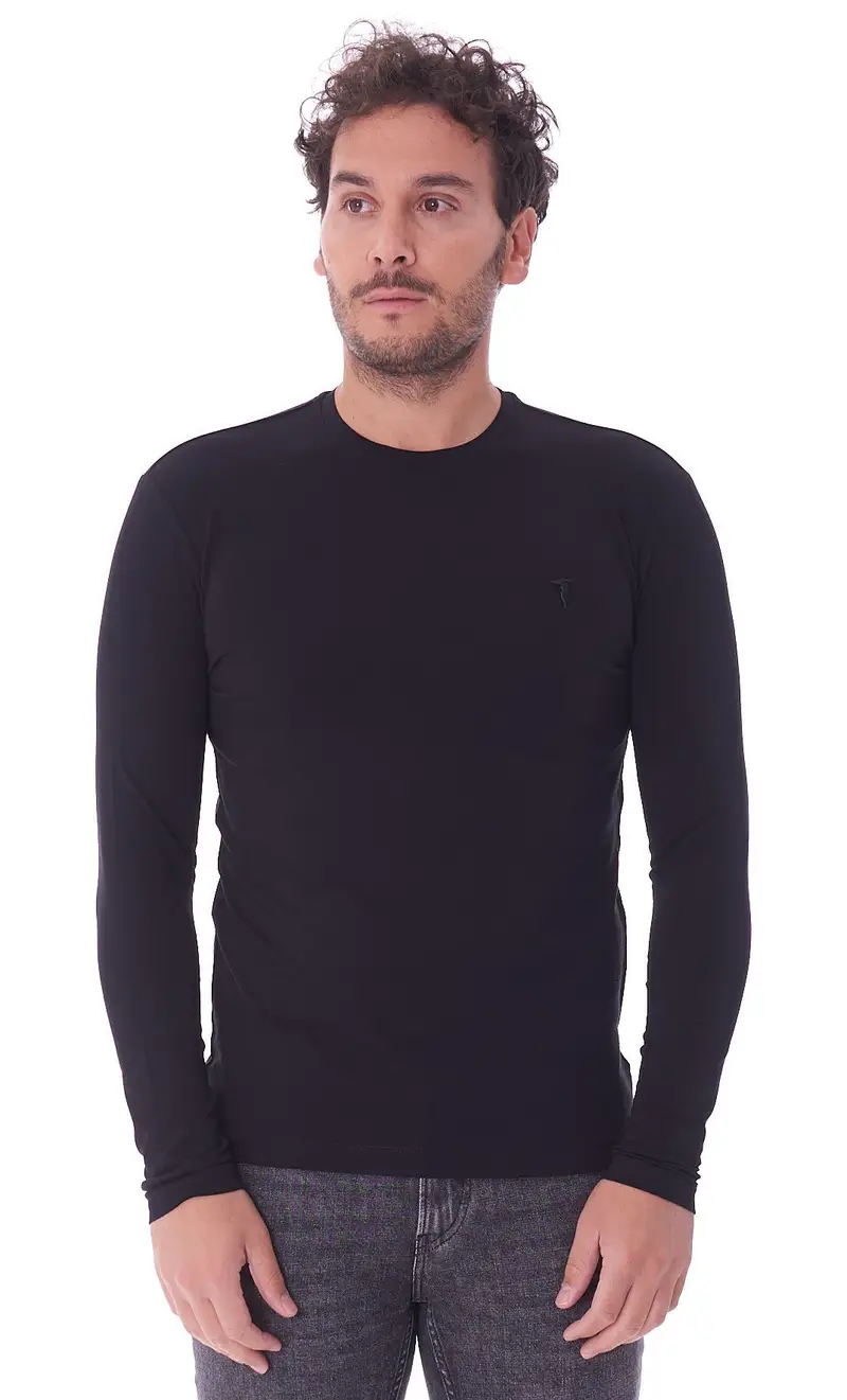 T-shirt trussardi manica lunga elasticizzata, colore nero