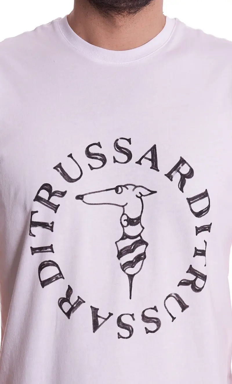 T-shirt trussardi stampata, colore bianco miniatura 2