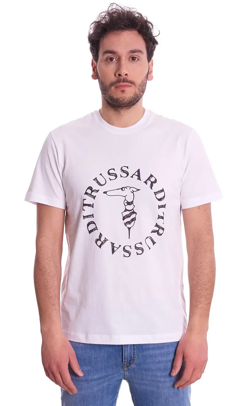 T-shirt trussardi stampata, colore bianco