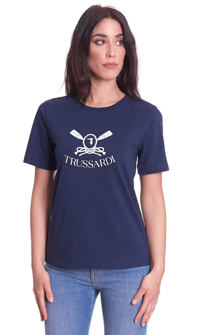 T-shirt trussardi stampata, colore blu