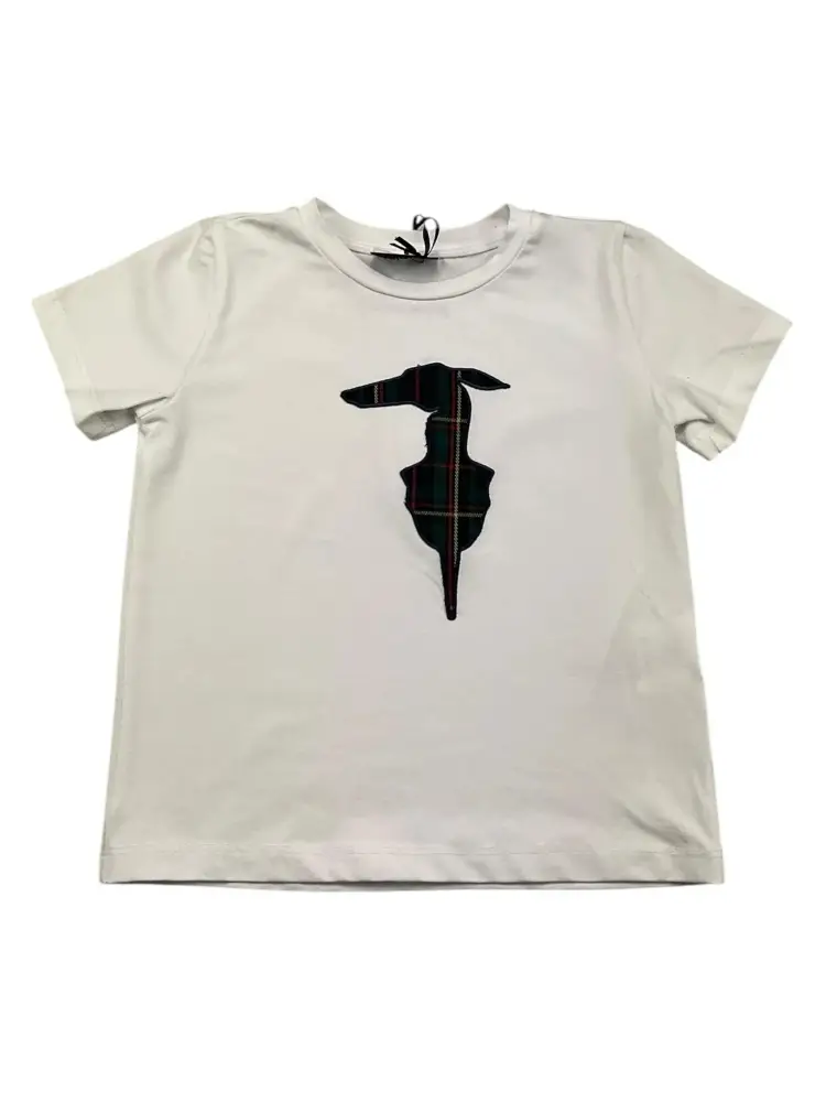 tshirt bianca bambina in cotone logo sul davanti a contrasto