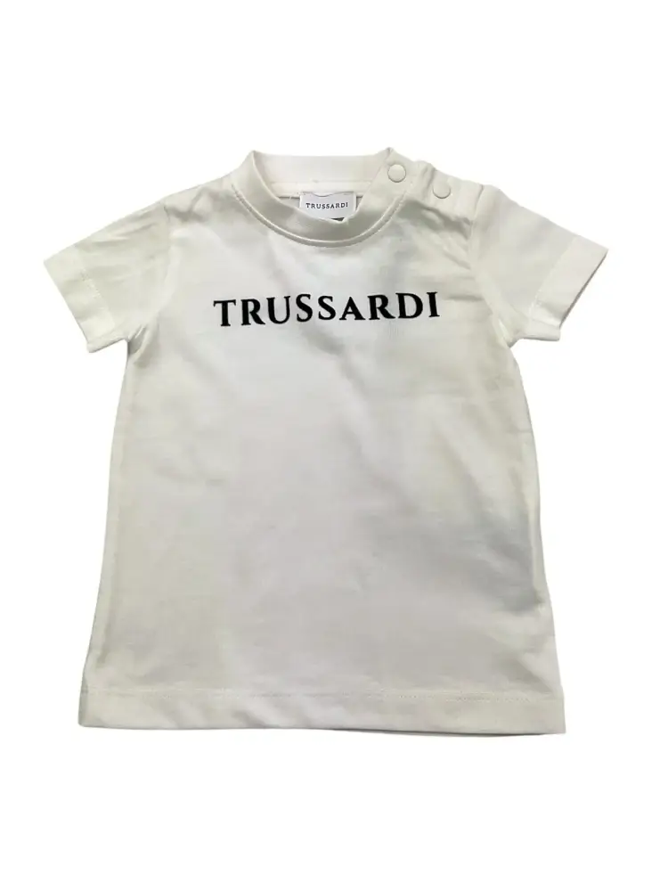 tshirt bianca neonato logo a contrasto
