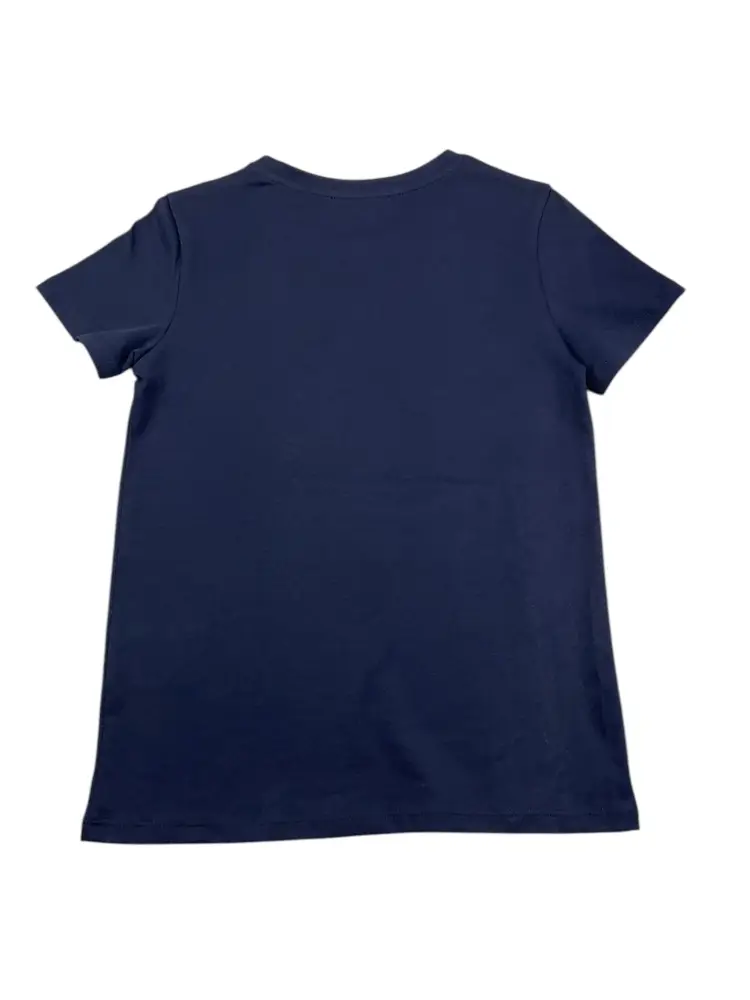 tshirt blu navy bambina in cotone logo con glitter miniatura 2