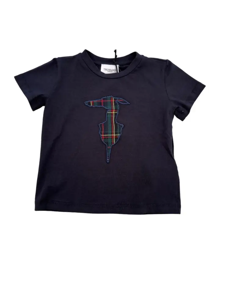 tshirt blu navy bambina in cotone logo sul davanti