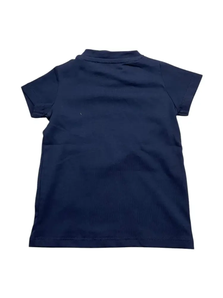 tshirt blu navy neonata in cotone logo con glitter tono su tono miniatura 2