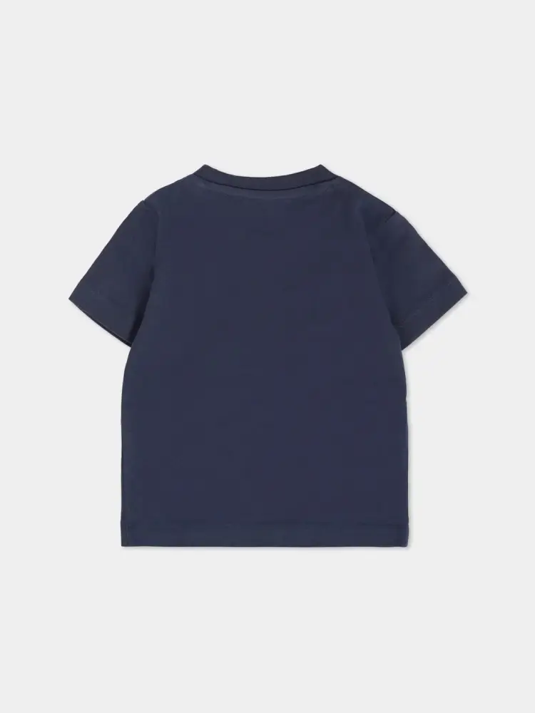 tshirt blu navy neonato in cotone logo a contrasto sul davanti miniatura 2