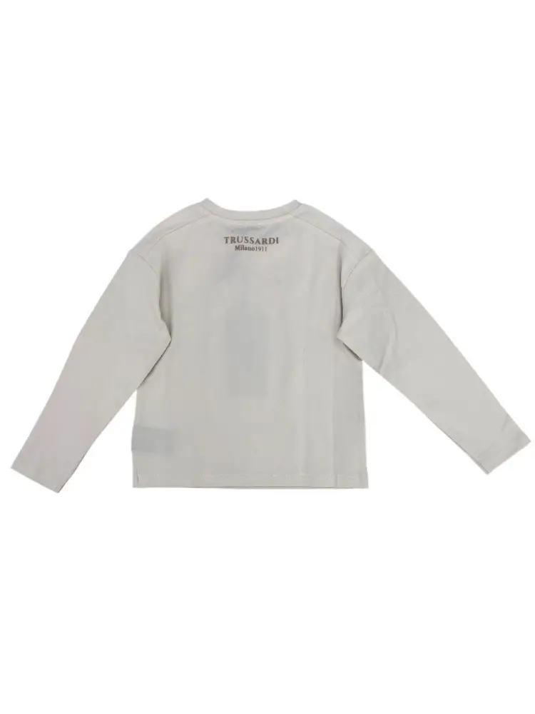 tshirt ecru bambina logo sul davanti miniatura 2