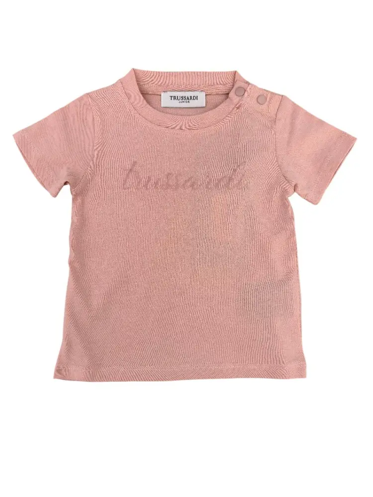 tshirt rosa neonata logo sul davanti