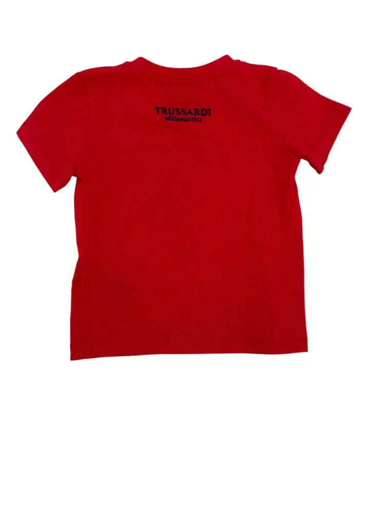 tshirt rossa bambina in cotone logo sul davanti miniatura 2