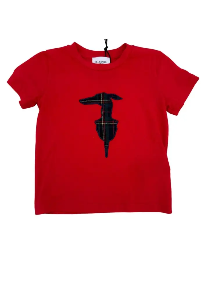 tshirt rossa bambina in cotone logo sul davanti