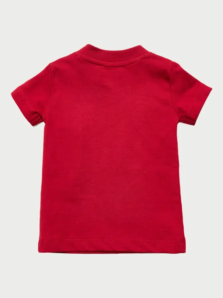 tshirt rossa neonato in cotone logo a contrasto sul davanti miniatura 2