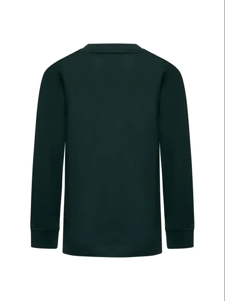 tshirt verde bosco bambino in cotone manica lunga logo lettering miniatura 2