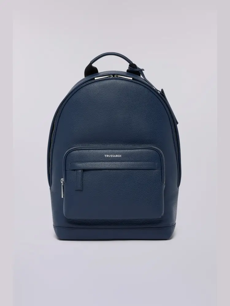 zaino office in pelle martellata blu