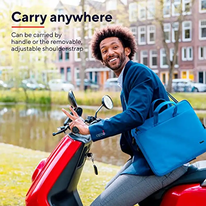 Trust Bologna Slim Eco Borsa per Laptop fino a 16", Borsa per Laptop Sostenibile in Plastica Riciclata, con Tracolla, Custodia per Viaggio, Lavoro, Ufficio, Scuola - Blu miniatura 3