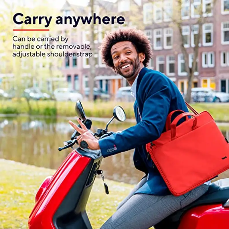 Trust Bologna Slim Eco Borsa per Laptop fino a 16", Borsa per Laptop Sostenibile in Plastica Riciclata, con Tracolla, Custodia per Viaggio, Lavoro, Ufficio, Scuola - Rosso miniatura 3