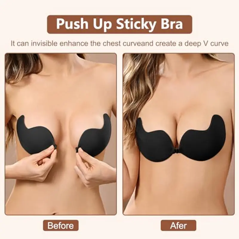 Trustnice Reggiseno Adesivo Push Up, Reggiseno Invisibile 2 Pezzi con 1 Paia Copricapezzoli, Riutilizzabile Reggiseno miniatura 2