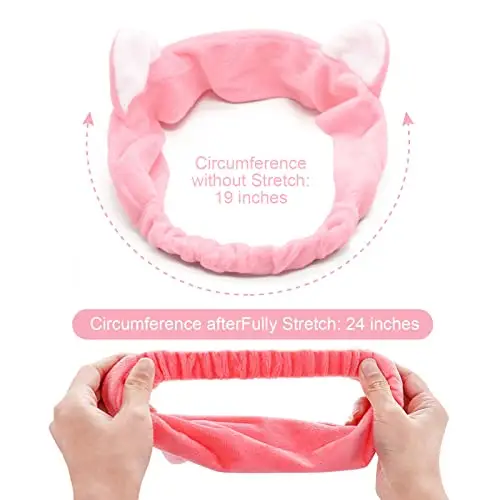TSHAOUN 10 Pezzi Fascia Capelli per Trucco, Elastiche, Orecchie di Gatto, per Donne, Spa, per il lavaggio del viso miniatura 2
