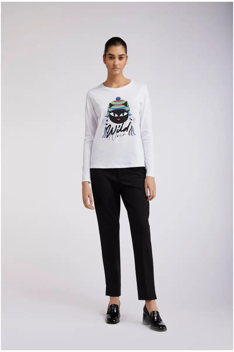 tshirt stampa cat noir peruviano bianco xl