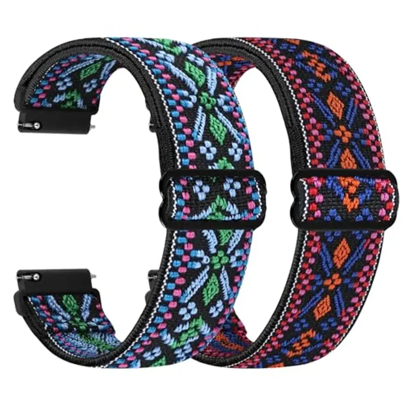 TumCez Regolabile Elastico Sgancio Rapido Cinturino Orologio in Nylon,18mm 19mm 20mm 22mm 24mm Cinturino per Samsung/Garmin/Fossil/Amazfit/Huawei/Xiaomi/Suunto Orologio per Uomo Donna