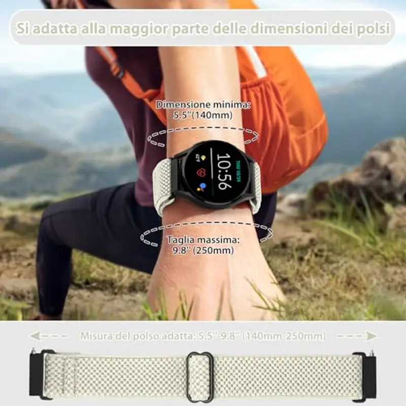 TumCez Regolabile Elastico Sgancio Rapido Cinturino Orologio in Nylon, 18mm 19mm 20mm 22mm 24mm Cinturino per Samsung/Garmin/Fossil/Amazfit/Huawei/Xiaomi/Suunto Orologio per Uomo Donna miniatura 3