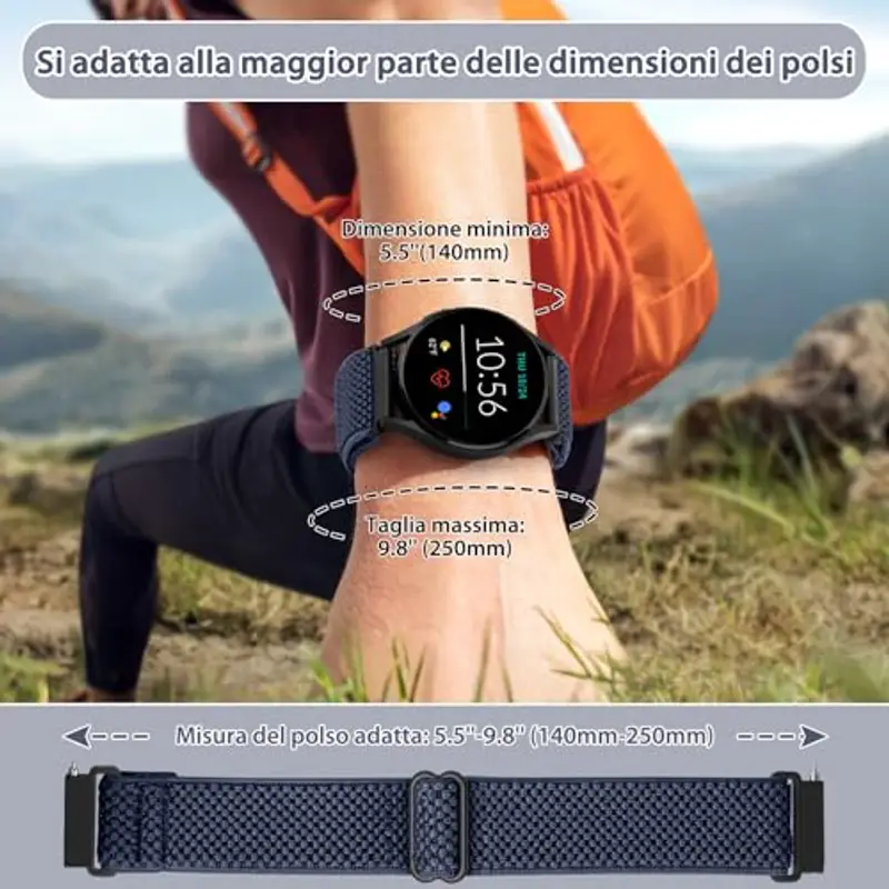 TumCez Regolabile Elastico Sgancio Rapido Cinturino Orologio in Nylon, 18mm 19mm 20mm 22mm 24mm Cinturino per Samsung/Garmin/Fossil/Amazfit/Huawei/Xiaomi/Suunto Orologio per Uomo Donna miniatura 3