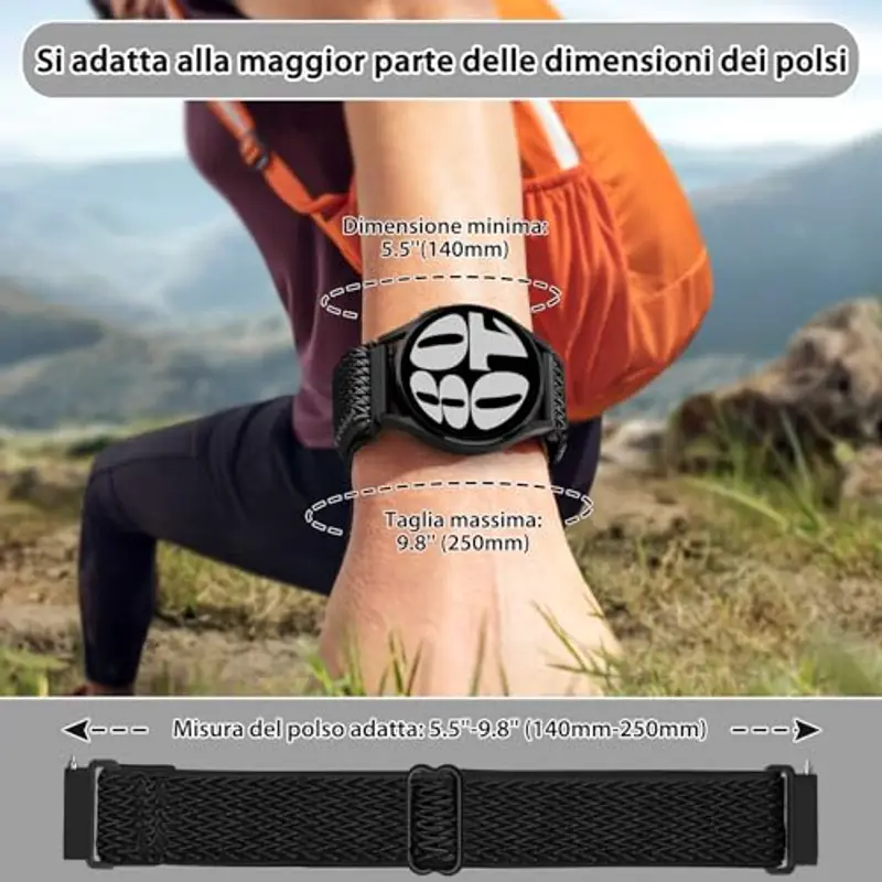 TumCez Regolabile Elastico Sgancio Rapido Cinturino Orologio in Nylon, 18mm 19mm 20mm 22mm 24mm Cinturino per Samsung/Garmin/Fossil/Amazfit/Huawei/Xiaomi/Suunto Orologio per Uomo Donna miniatura 3