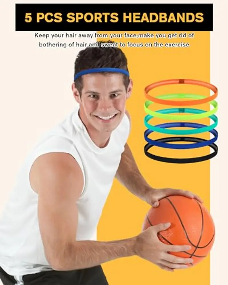 Tumurup Sportiva Fascia Capelli, 6 Pezzi Fascia Elastico Capelli Uomo e Donna Fasce Sport Elastiche Antiscivolo miniatura 2