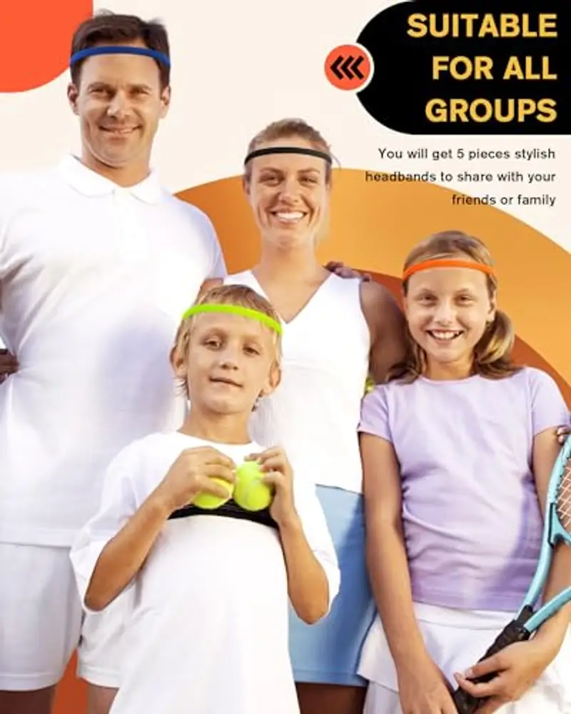 Tumurup Sportiva Fascia Capelli, 6 Pezzi Fascia Elastico Capelli Uomo e Donna Fasce Sport Elastiche Antiscivolo miniatura 3