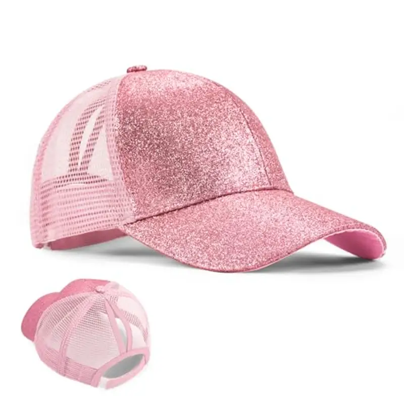 Tunejoy Berretto da Baseball per Ragazze Cappello da Baseball con Coda di Cavallo Glitter Estivi Cappello da Sole per