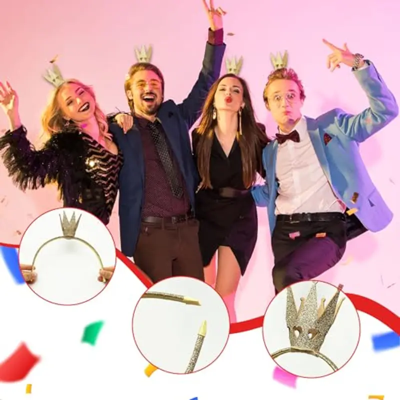 TUONYIS 2 Pezzi Corona da Principessa per Ragazze, Fascia per Corona di Compleanno, Accessori per Capelli Glitter miniatura 3